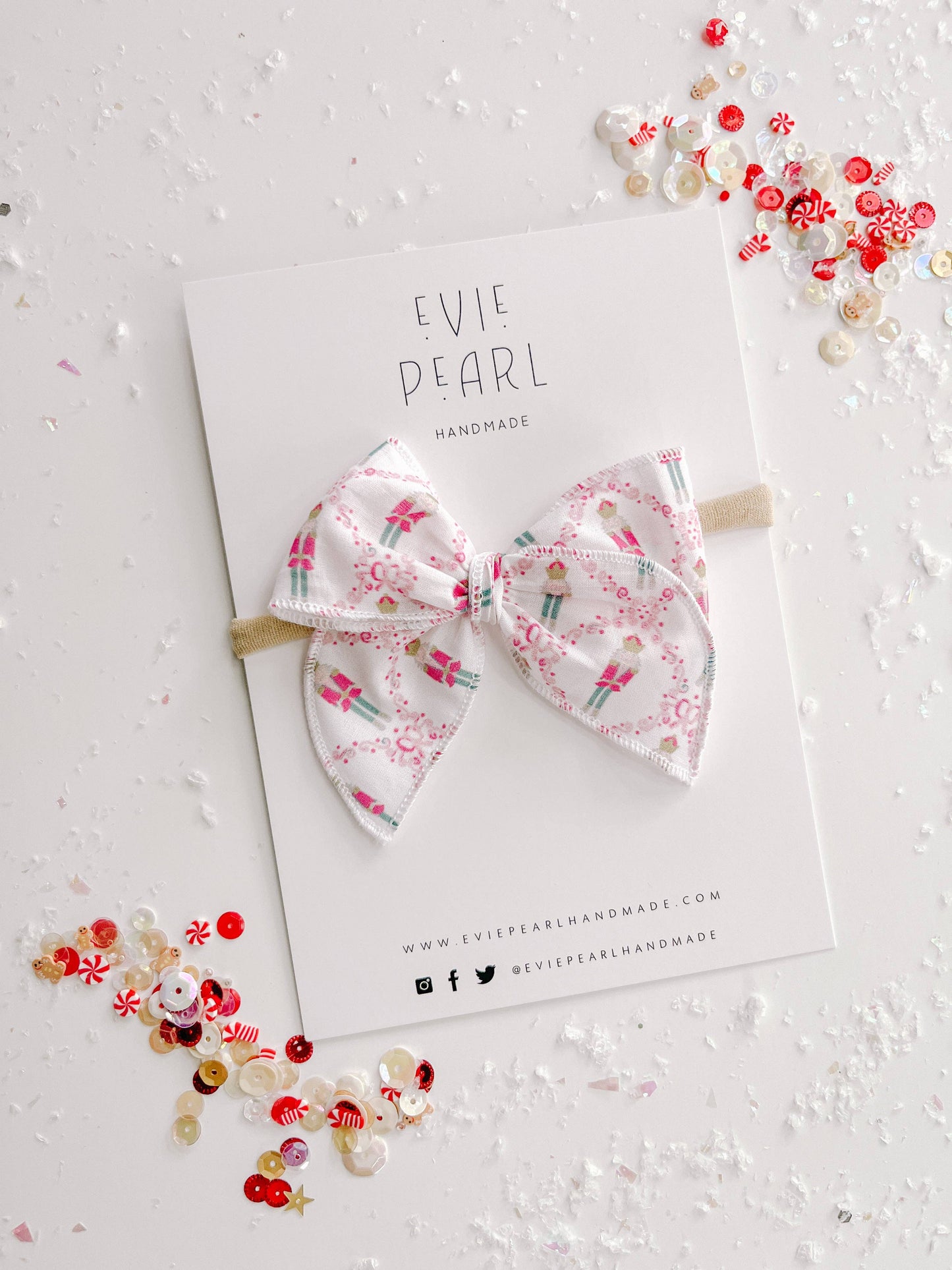 White Nutcracker Bow: Small Pigtails