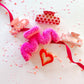 Valentine Claw Clip: Medium Pink W/ Red Hearts