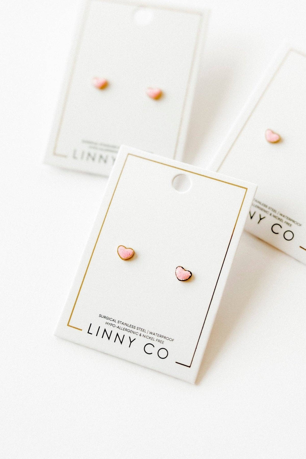 Screwback Stud Earrings - Nora Heart Pink