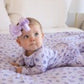 RIBBON & ROSES RUFFLE ZIPPER FOOTIE | PURPLE