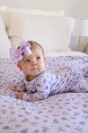 RIBBON & ROSES RUFFLE ZIPPER FOOTIE | PURPLE - Caden Lane