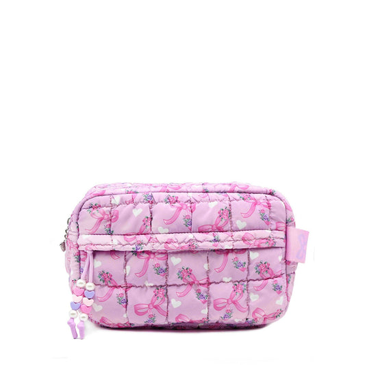 Quilted Scrunchies Floral Bow Printed Pouch