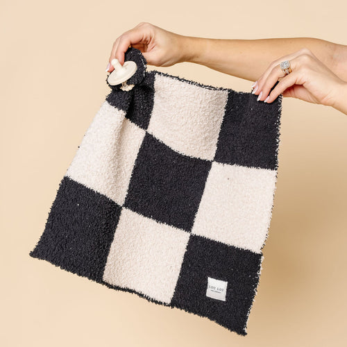 Chenille Blanket - Charcoal Check - Mini/Lovey - Lou Lou & Co