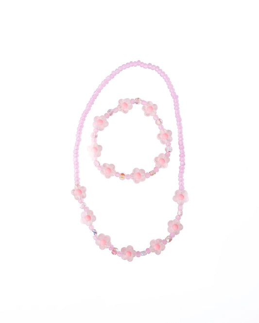 Pink Crystal Blooms Necklace & Bracelet Set Sale price