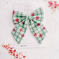 Green Plaid Red Bows Medium Sailor Bow