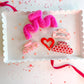 Valentine Claw Clip: Medium Pink W/ Red Hearts