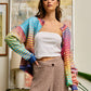 Space-Dye Striped Button-Down Cardigan: RAINBOW