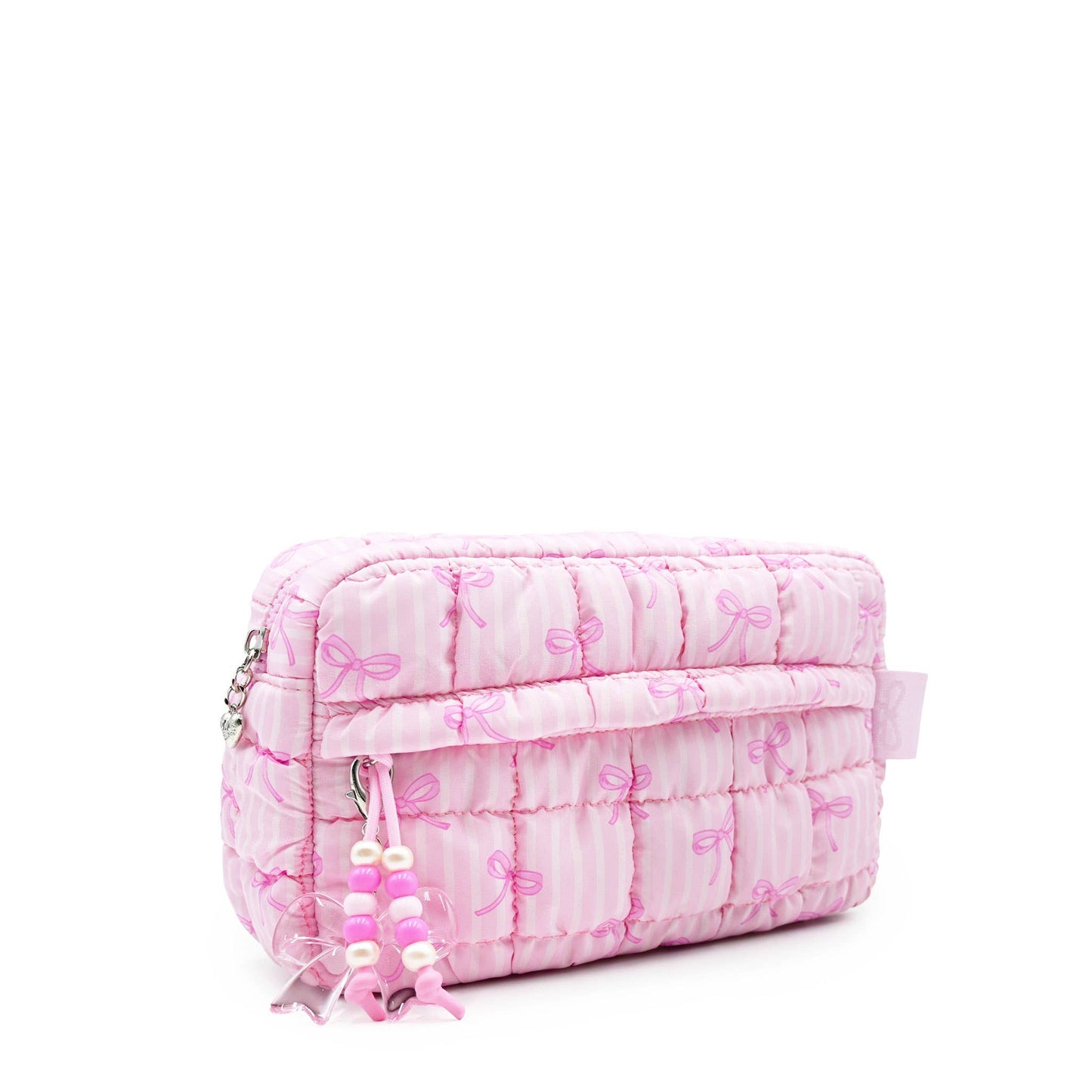 Quilted Scrunchies Striped Bow Printed Pouch