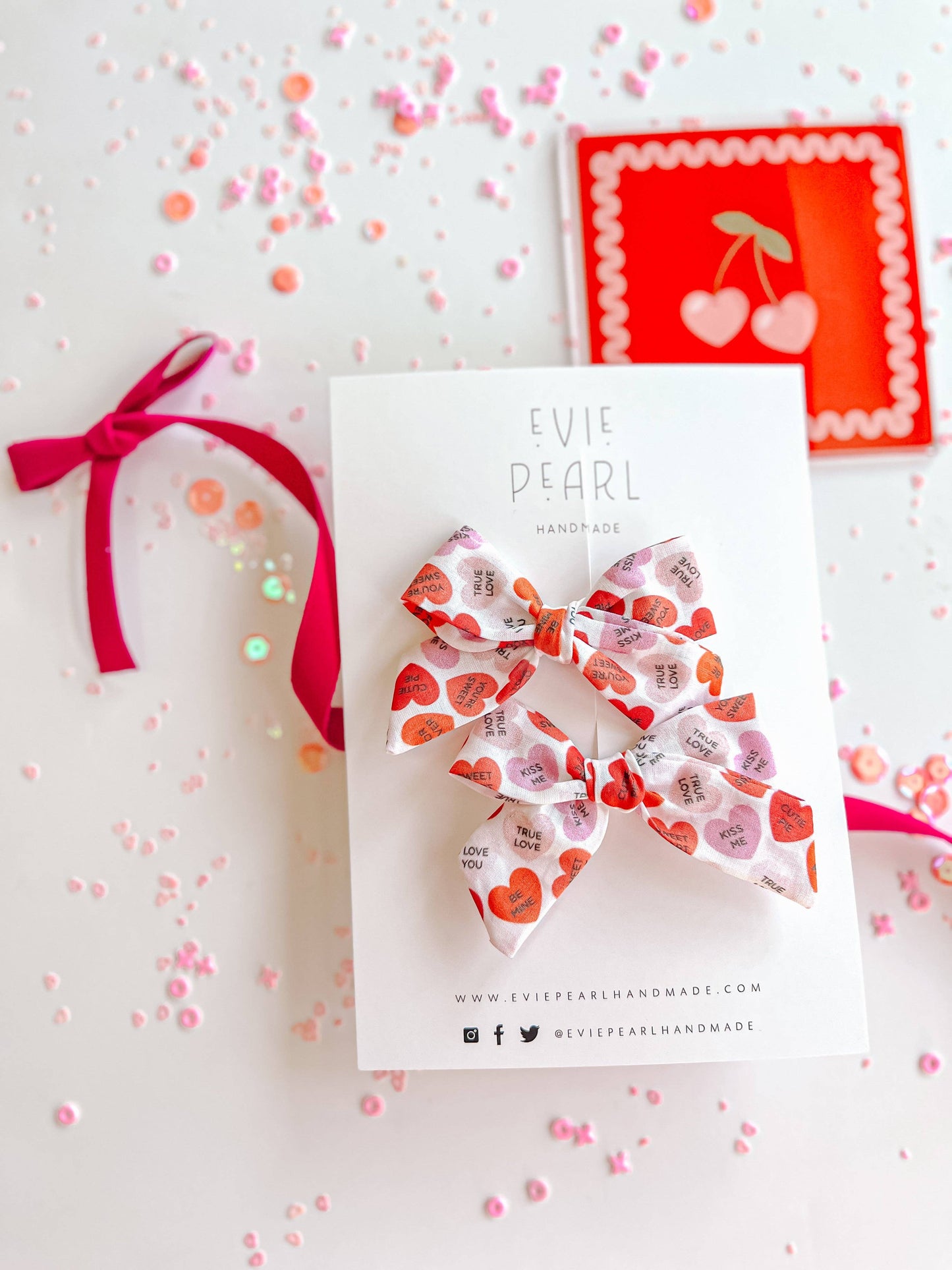 Red & Pink Conversation Small Pinwheel Pigtails