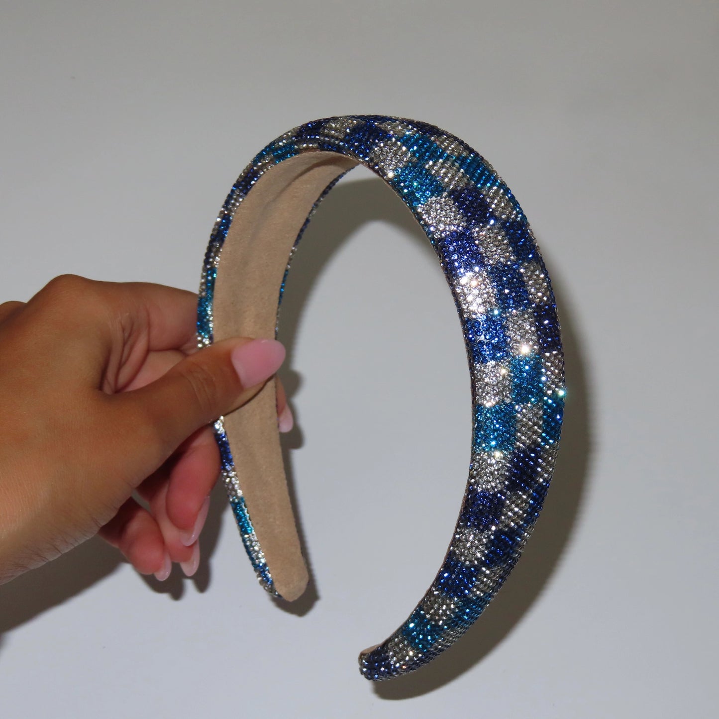 Rhinestone Checkered Blue/Purple Headband