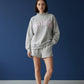 'MOTHER' Embroidered Mock Neck Sweatshirt : GREY/PINK