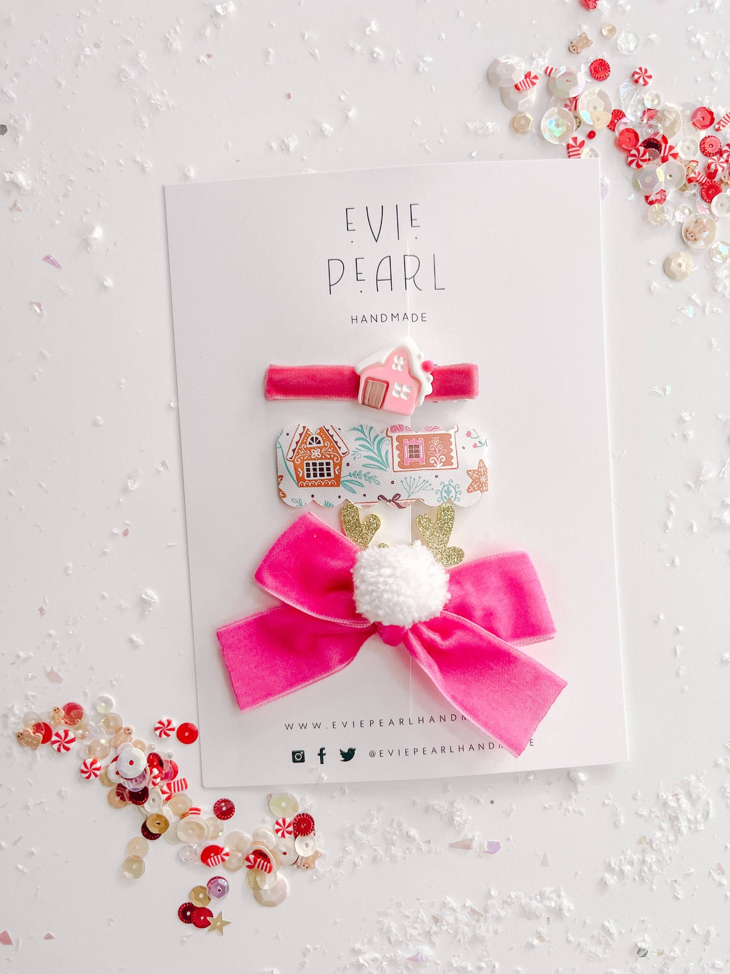Pink Whimsical Gingerbread Reindeer Clip Set