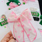 Pink Flocked Coquette oversized lace bow