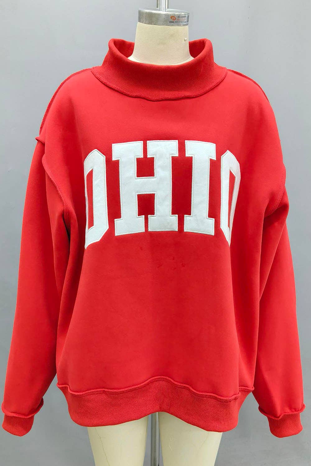 'OHIO' Embroidered Mock Neck Sweatshirt