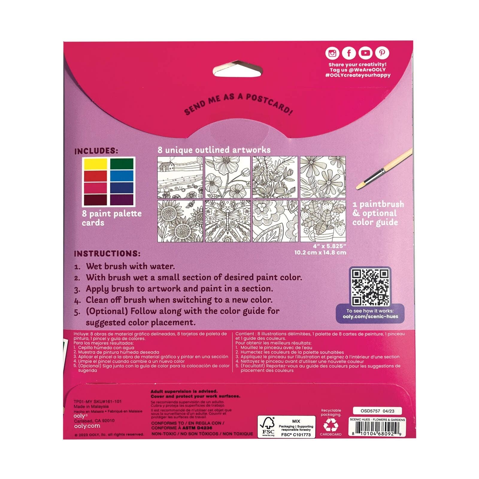 Scenic Hues: D.I.Y. Watercolor Art Kit - Flowers & Gardens ( - Ooly