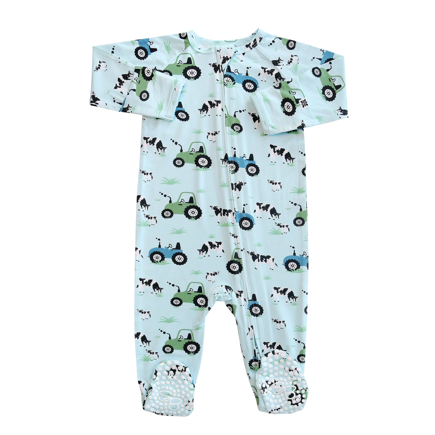 Farm Life Zipper Footie - Sweet Bamboo