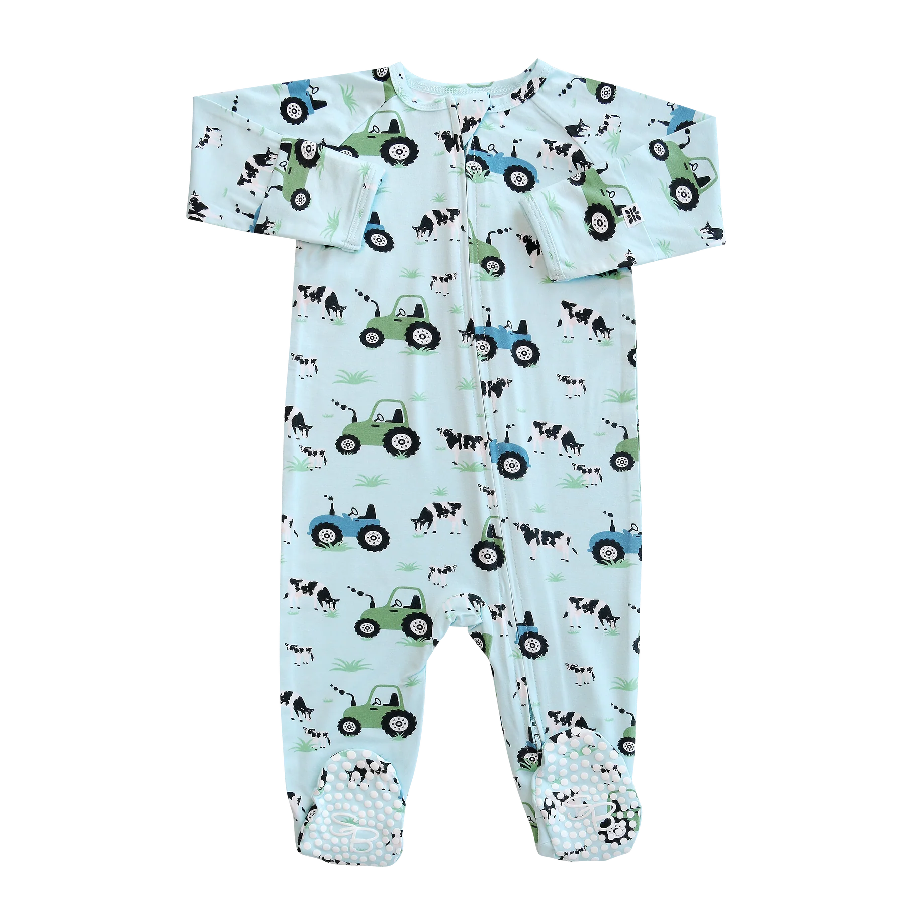 Farm Life Zipper Footie - Sweet Bamboo