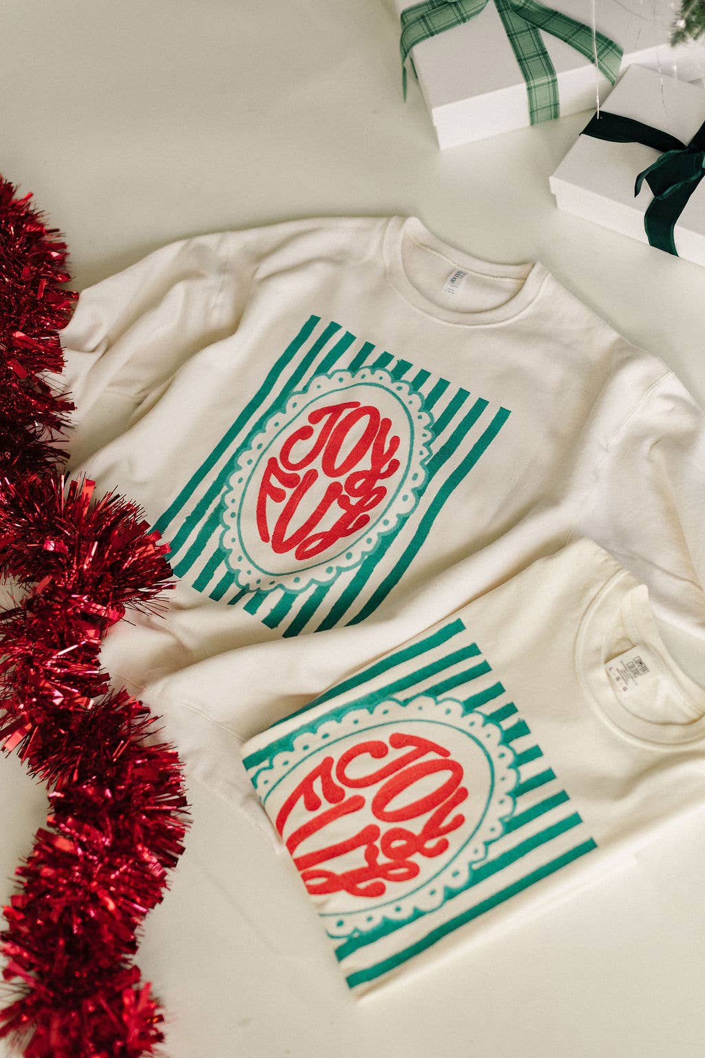 Joyful Stripe-  Christmas Graphic Sweatshirt