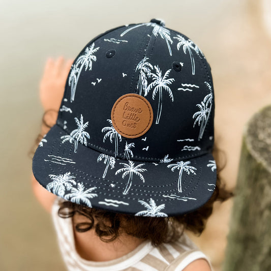 Black and White Palm Trucker Hat - Brave Little Ones