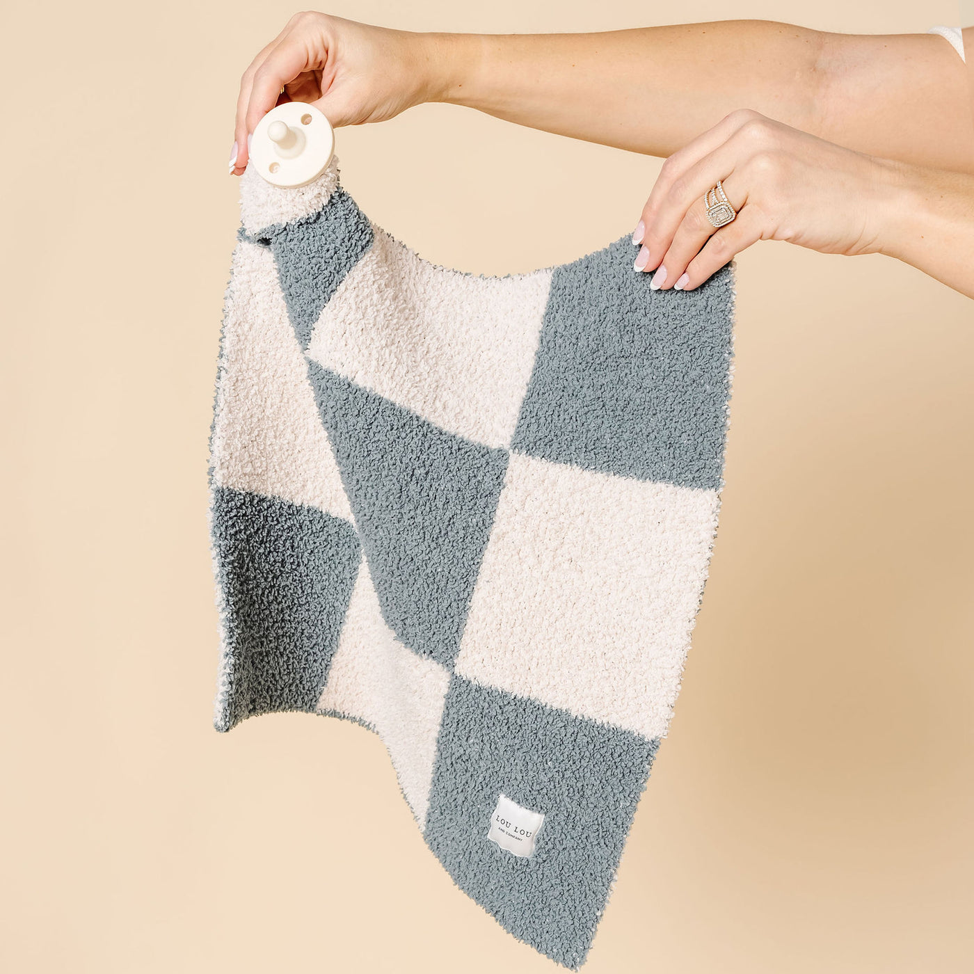 Chenille Blanket - Ocean Check - Mini/Lovey - Lou Lou & Co
