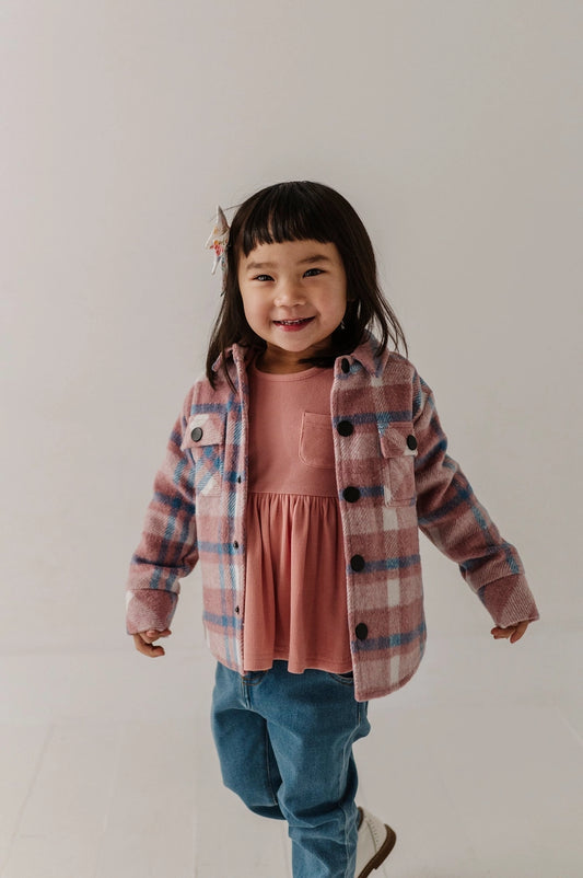Kid's Hooded Shacket Pink