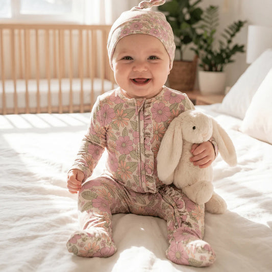 Ruffle Footie - Groovy Love - Sweet Bamboo