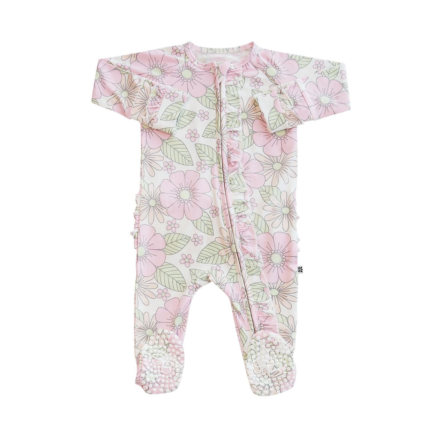 Ruffle Footie - Groovy Love - Sweet Bamboo