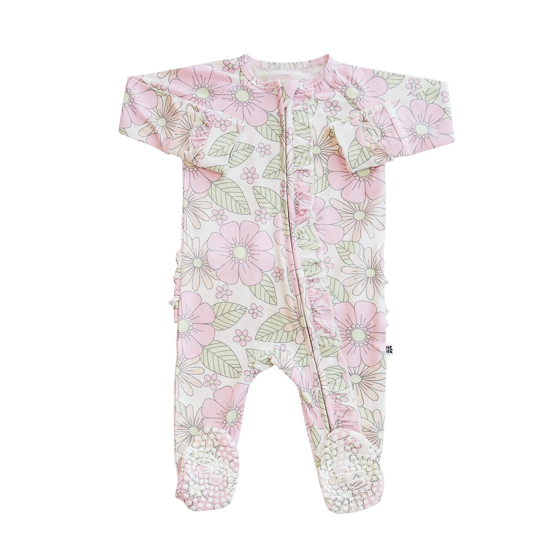 Ruffle Footie - Groovy Love - Sweet Bamboo