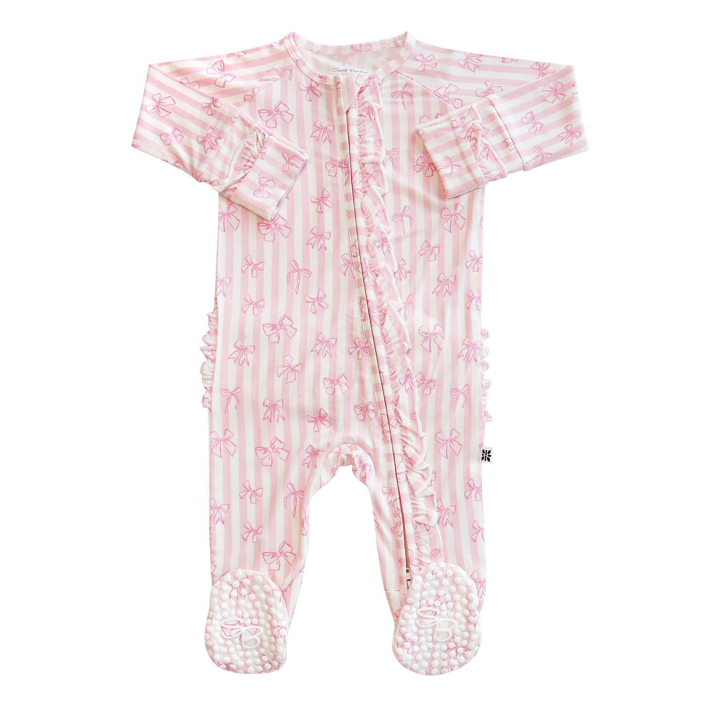 Ruffle Footie - Tie The Knot - Sweet Bamboo