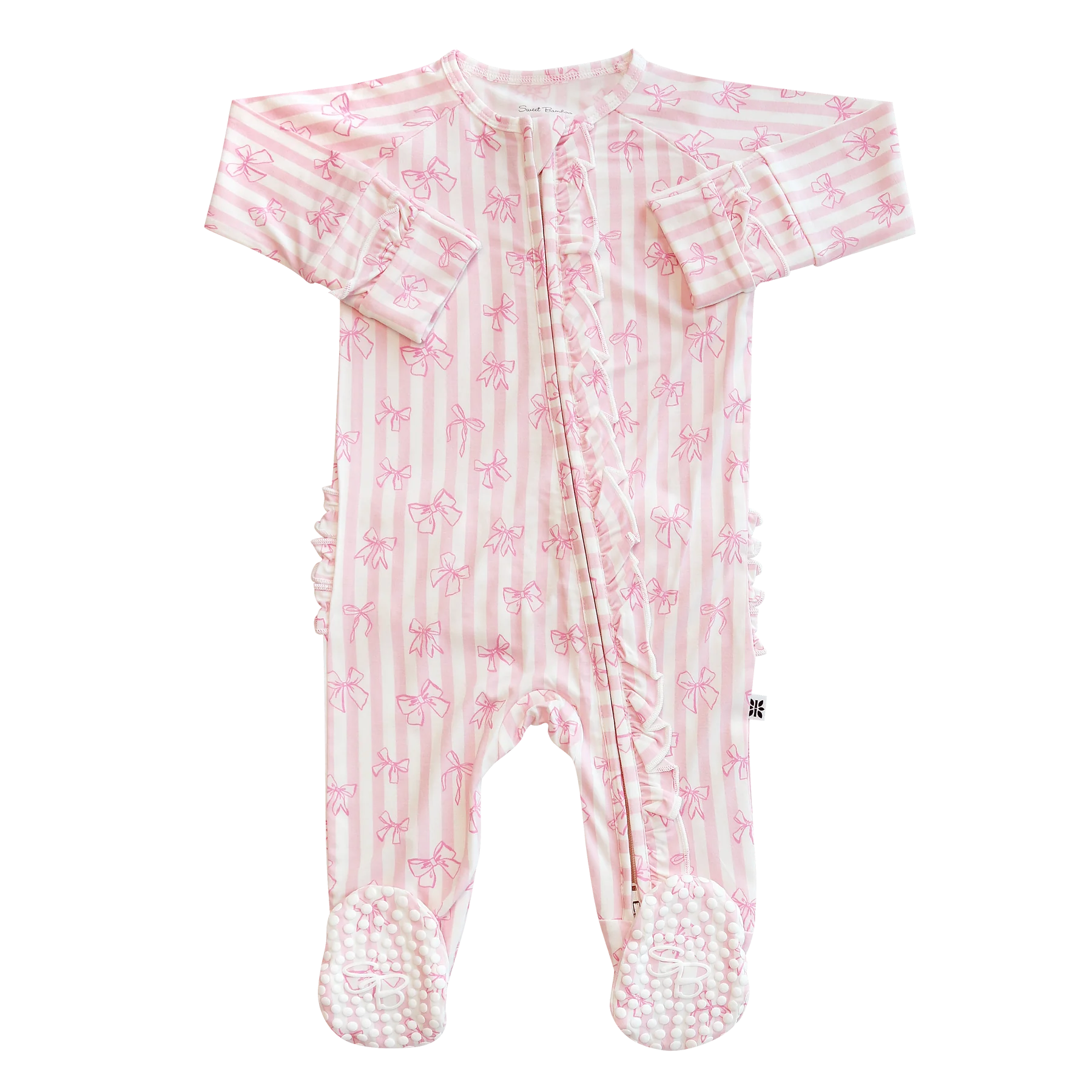 Ruffle Footie - Tie The Knot - Sweet Bamboo