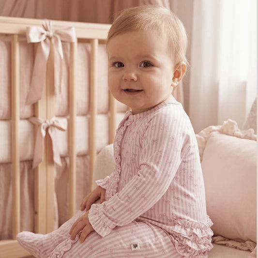 Ruffle Footie - Tie The Knot - Sweet Bamboo