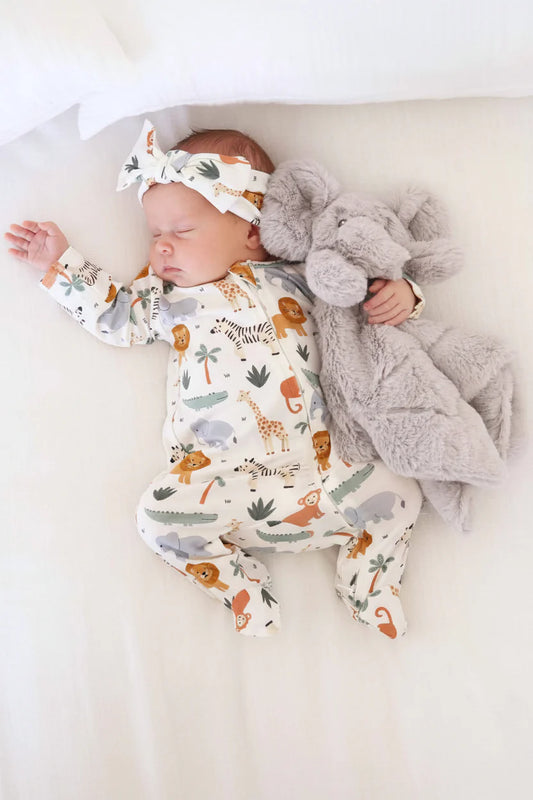 Safari Snuggles Zipper Footie - Caden Lane