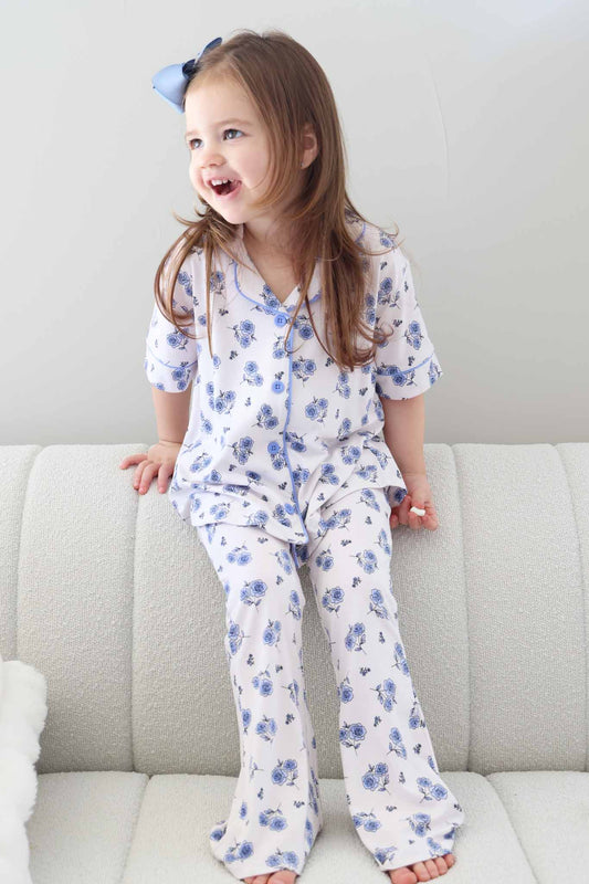 Girl's Two Piece Flare Lounge Set | Sapphire Garden - Caden Lane
