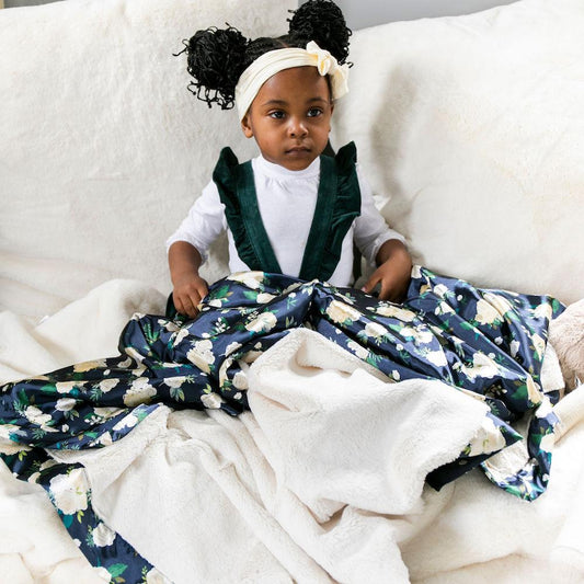 Satin Back Toddler Blanket Ivory Blossom