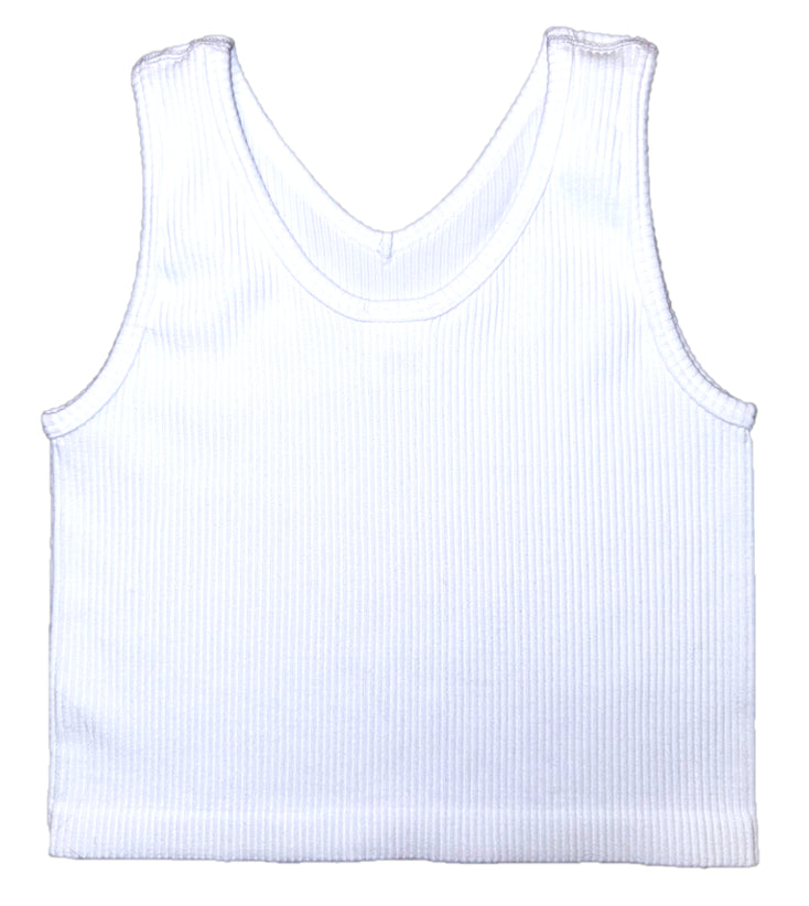 Suzette Collection Tween Reversible Ribbed Brami Tank - White