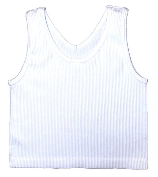 Suzette Collection Tween Reversible Ribbed Brami Tank - White