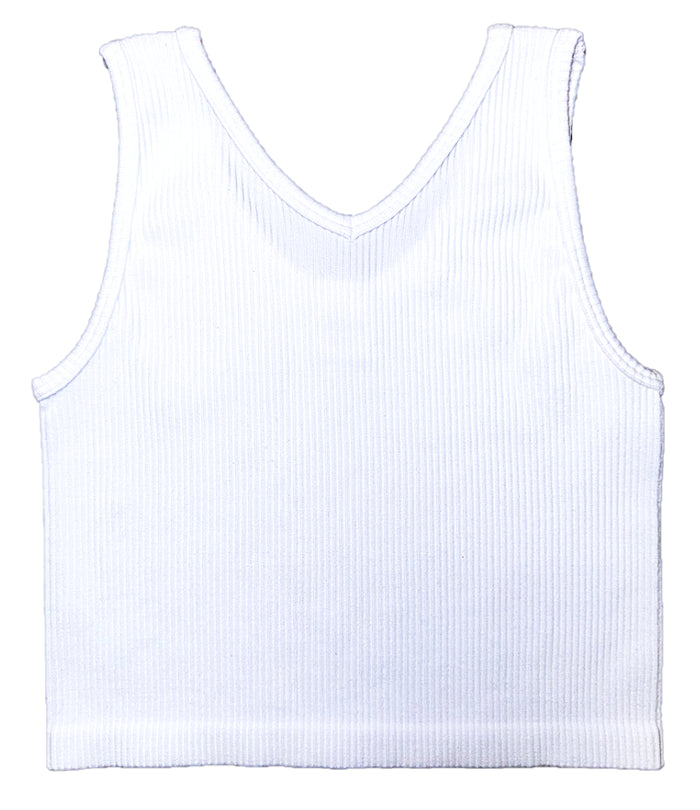 Suzette Collection Tween Reversible Ribbed Brami Tank - White