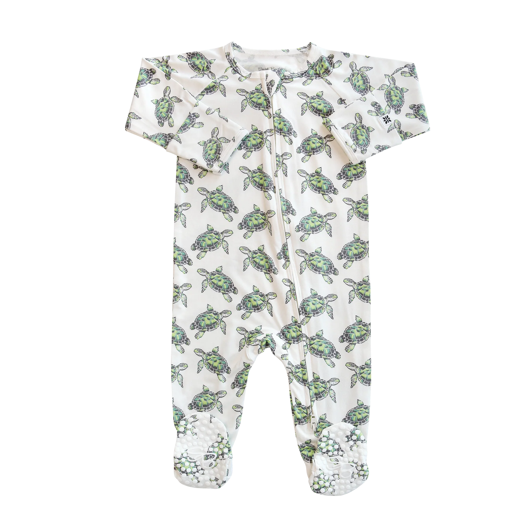 Sweet Sea Turtle Zipper Footie - Sweet Bamboo