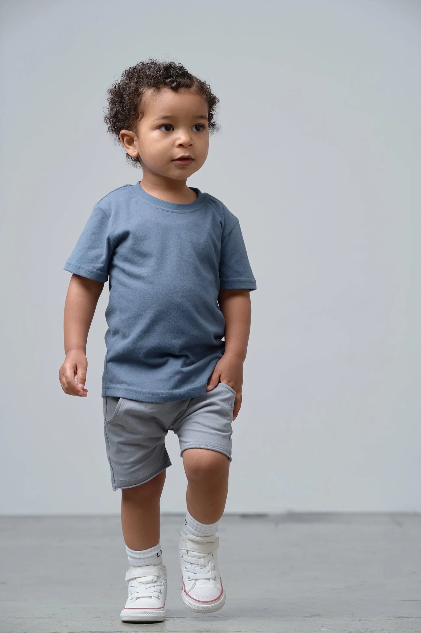 Swoop Elevated Tee - Worn Indigo - Little Bipsy