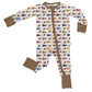 Convertible Zip Pajamas - Varsity Flags