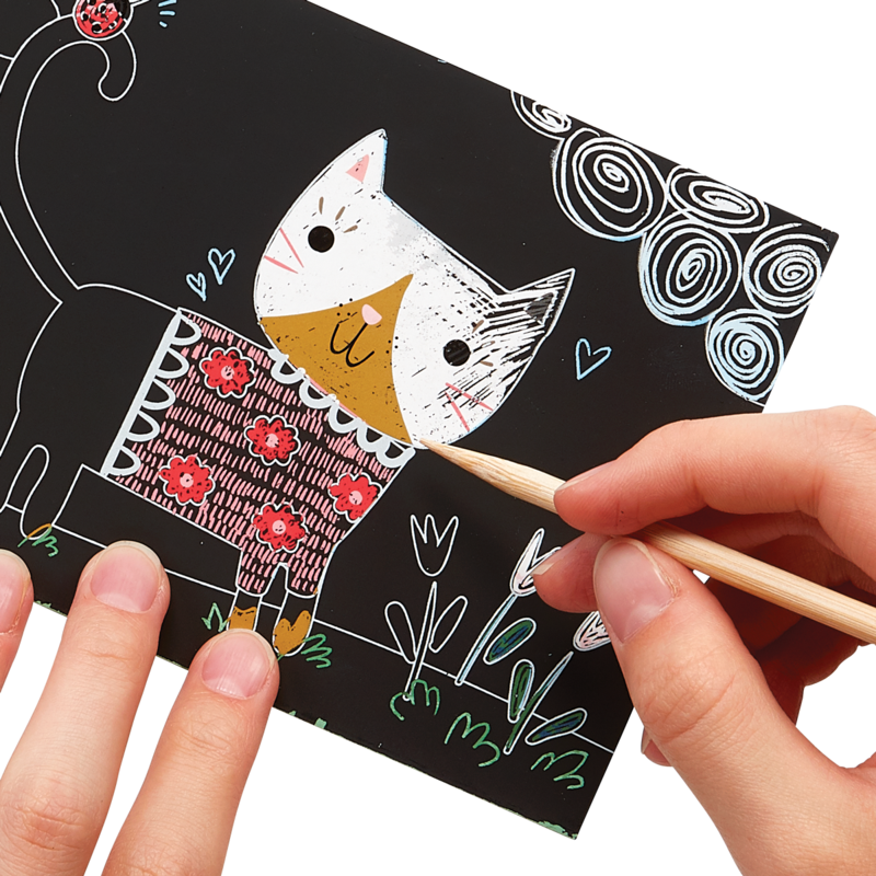 Cutie Cats Scratch and Scribble Mini Scratch Art Kit - Ooly
