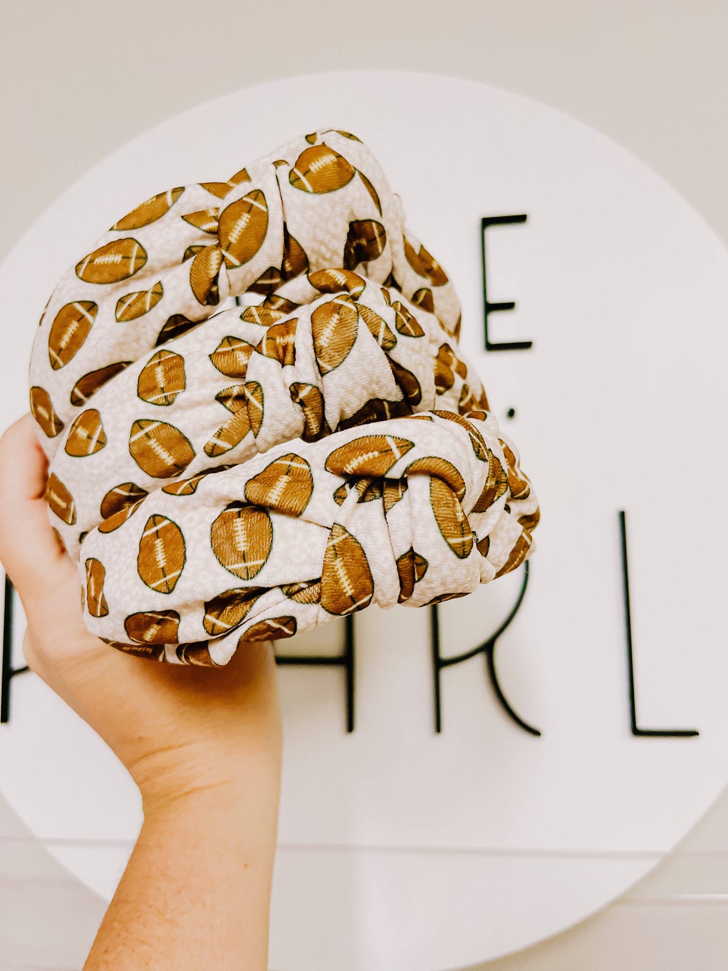 Football Tan Leopard Knotted Headband for Girls & Women - Evie Pearl Handmade LLC