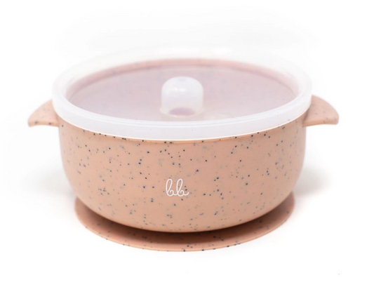 Silicone Bowl- Dusty Pink Speckled - Three Hearts Modern Teething Accessories