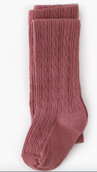 Cable Knit Tights Mauve Rose - Little Stocking Company