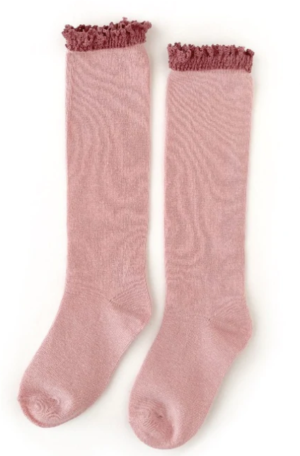 Lace Knee High Socks- Blush - Little Stocking Company