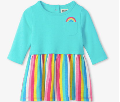 Radiant Rainbow Layered Knit Baby Dress