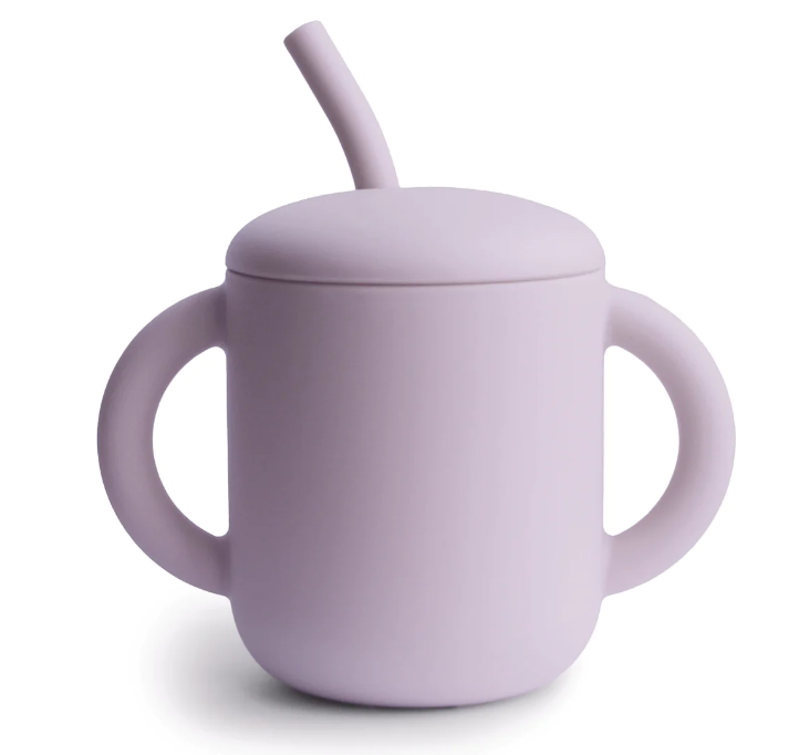 Silicone Training cup and straw (Soft Lilac)