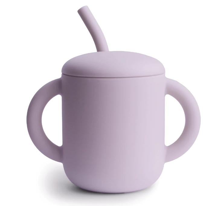 Silicone Training cup and straw (Soft Lilac) - Mushie & Co