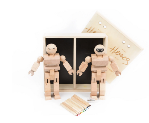 Wooden Playhard Heroes - 2 Piece DIY With Colored Pencils