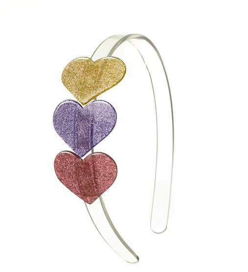 VAL- Cece Multi heart Gold Purple Vintage Pink headband - Lilies & Roses
